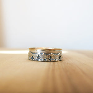 Custom Mountain Ring | Custom Mountain Ring | Rocky Mountains Wedding Ring | Unisex Wedding Ring
