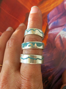 Grand Canyon Ring | Silver and Turquoise Inlay | Adventure Wedding Ring | Unisex Wedding Ring
