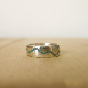 Grand Canyon Ring | Silver and Turquoise Inlay | Adventure Wedding Ring