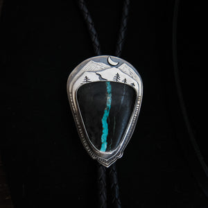 Black Jack Turquoise, Ribbon turquoise, Wedding Bolo Ties, Mountain bolo Tie