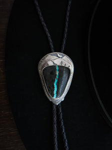 Black Jack Turquoise, Ribbon turquoise, Wedding Bolo Ties, Mountain bolo Tie